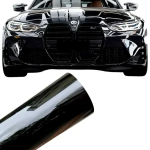 FOLIA PIANO BLACK CZARNY WYSOKI POŁYSK 50cm x 152cm SAMOCHODOWA CZARNA PET Niska cena