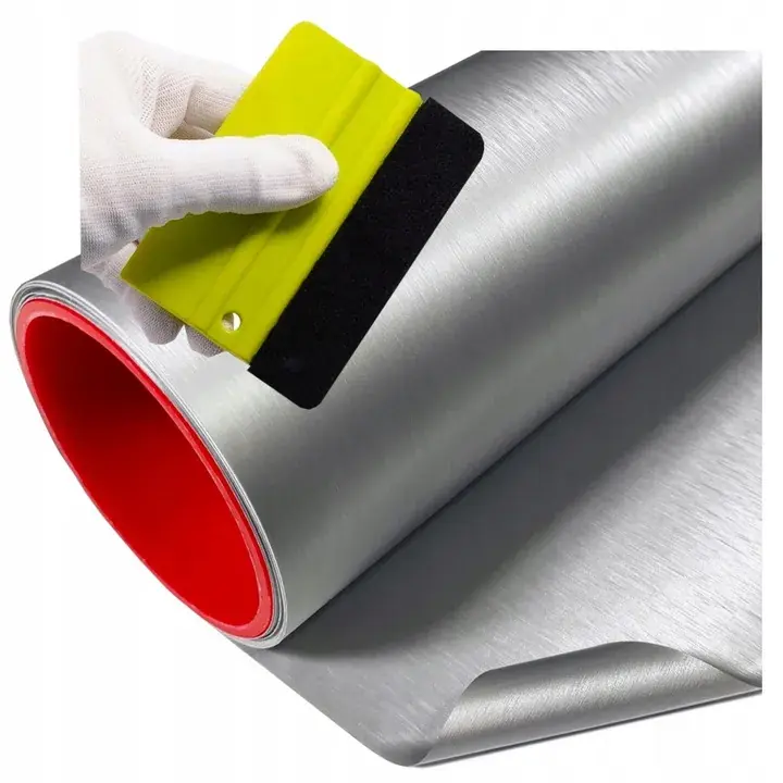 Zwrot pieniędzy Folia Okleina Aluminium Szczotkowane Szara Silver Jasna Do Auta + Zestaw