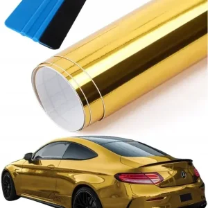 Rabat FOLIA ZŁOTY CHROM 50cm x 152cm ZŁOTA CHROMOWANA OKLEINA SAMOCHODOWA +RAKLA