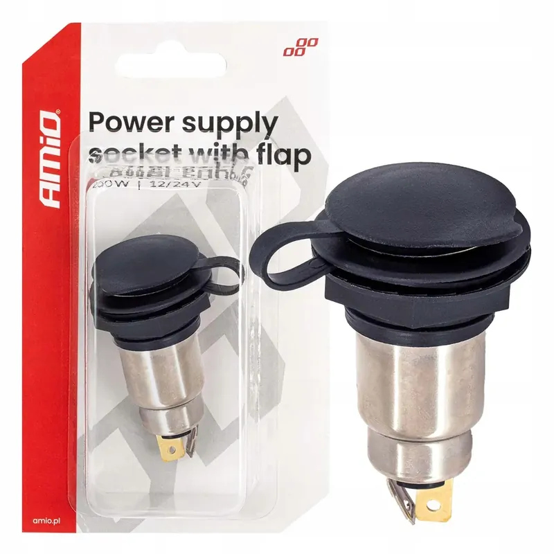 Dodatkowe gniazdo zasilania z klapką skręcane 250W 12V 24V AMIO-04462 Ekspresowa dostawa