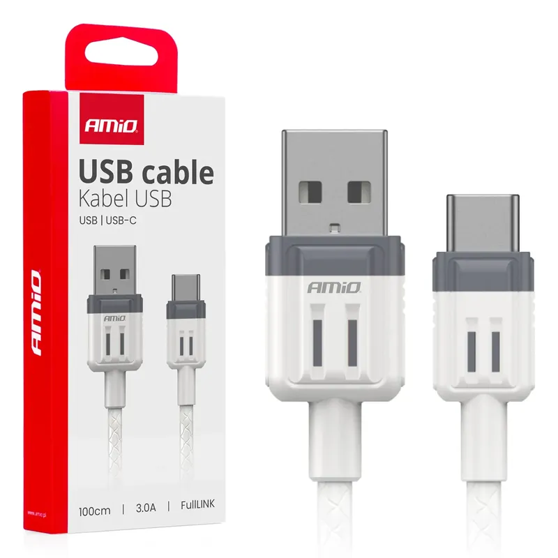 Wyprzedaż Kabel Do Ładowania Usb-A - Usb-C 3A 100Cm Fulllink Amio-03905
