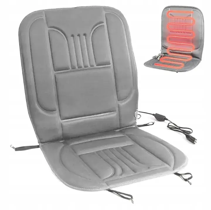 Darmowa dostawa MATA GRZEWCZA NA FOTEL AUTA DO SAMOCHODU PODGRZEWANA 12V PILOT SZARA AG44E