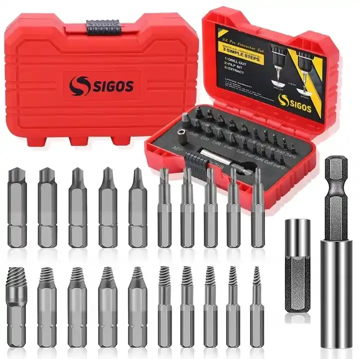 ZESTAW DO WYKRĘCANIA URWANYCH ZERWANYCH ŚRUB 22 ELEMENTY BITY WYKRĘTAKI 22e Nowość