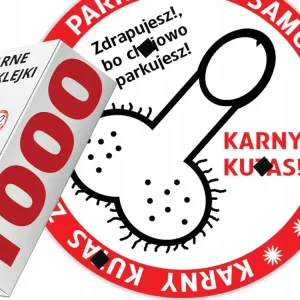 1000x NAKLEJKI KARNE złe parkowanie TRUDNOZRYWALNE KARNY KU-AS KOŁO x1000 Oryginalny