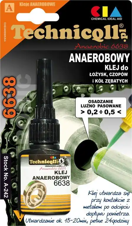 Zwrot pieniędzy Technicqll Klej anaerobowy do łożysk, czopów i kół zębatych 6638 10g A-242