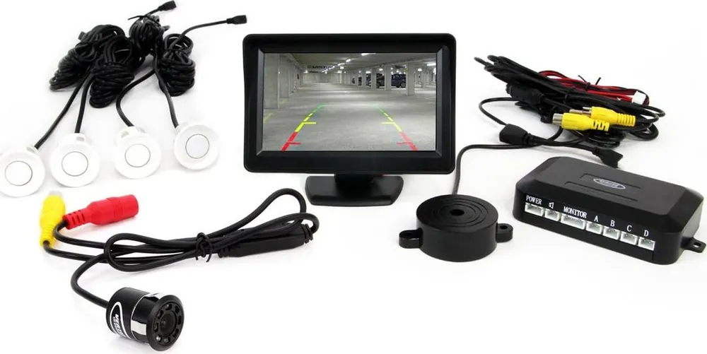 AMiO 01557 Zestaw czujników 4 sensory białe TFT 4,3 z kamerą Night Vision 308 Tani