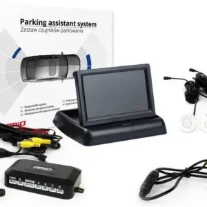 AMiO Zestaw czujników parkowania tft02 4,3" z kamerą hd-315-led 4 sensory białe Nowość