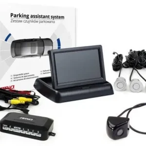AMiO Zestaw czujników parkowania tft02 4,3" z kamerą hd-310 4 sensory srebrne Nowość