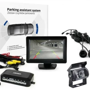 AMiO Zestaw czujników parkowania tft01 4,3" z kamerą hd-501-ir 4 sensory czarne Bezpieczna płatność