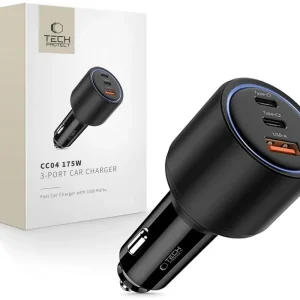 TECH-PROTECT CC04 3-PORT CAR CHARGER PD175W BLACK Rabat