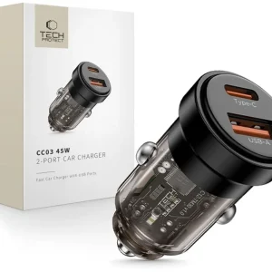 Kup teraz TECH-PROTECT CC03 2-PORT CAR CHARGER PD45W/QC3.0 BLACK