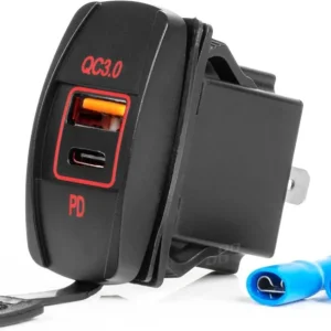 Zwrot pieniędzy Ładowarka AMiO Ładowarka samochodowa z gniazdami usb wodoodporna w kształcie łódki usb + usb-c qc3.0 12v 24v amio-04229