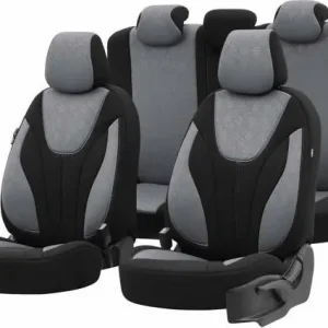 AMiO Komplet pokrowców na fotele samochodowe OTOM RUBY 1202 GREY/BLACK 3-ZIP Ekspresowa dostawa