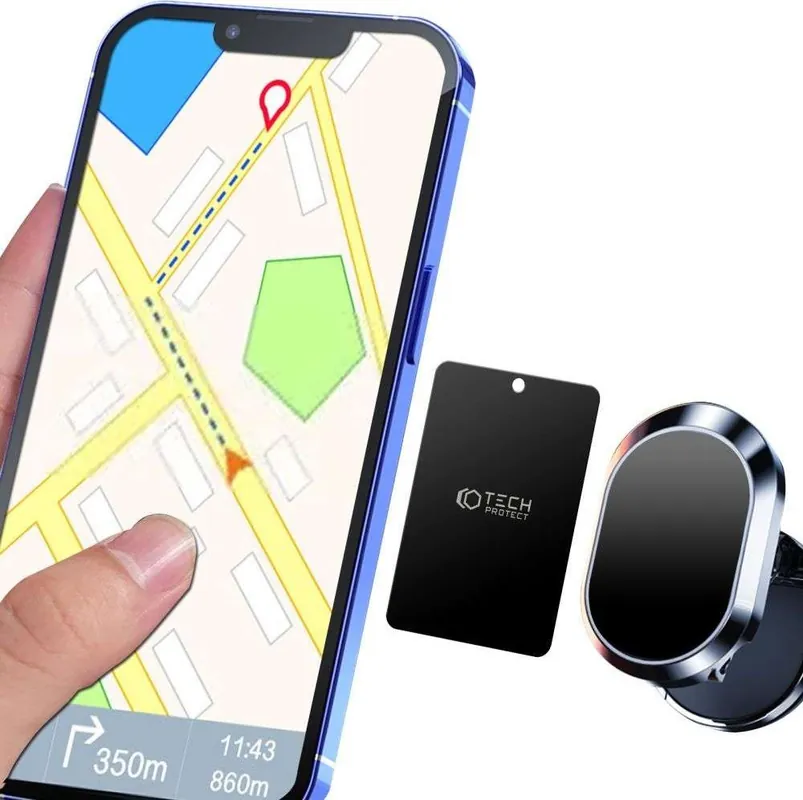 4kom.pl Blaszki magnetyczne MetalPlate Magnetic do uchwytu samochodowego 4-Pack Black Szybka dostawa