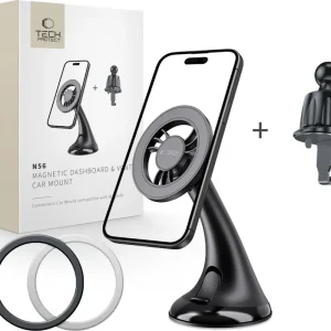 TECH-PROTECT N56 MAGNETIC MAGSAFE DASHBOARD UNRG & VENT CAR MOUNT BLACK Nowość