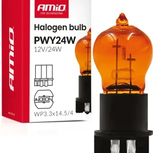 Żarówka halogenowa pwy24w wp3.3x14.5-4 amber 12v 24w amio-04410 Wysoka jakość