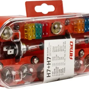 AMiO Zestaw zasobnik komplet żarówek zapasowych bezpieczniki 30 szt. h7 + h7 amio-03959 Rabat