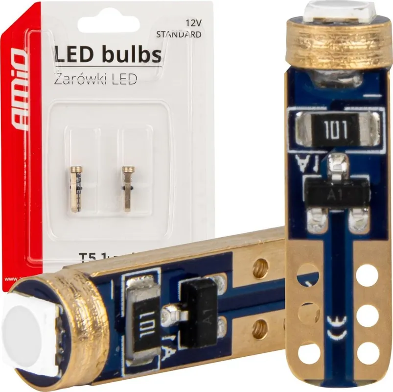 Wyprzedaż AMiO Żarówki led standard niebieskie t5 w1w 12v 3030 1led hp amio-03728