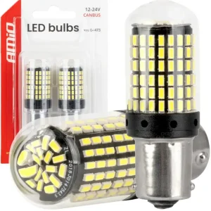Żarówki led canbus ba15s p21w r10w r5w 600lm 144smd białe 12v 24v amio-04473 Tylko dziś