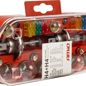 AMiO Zestaw zasobnik komplet żarówek zapasowych bezpieczniki 30 szt. h4 + h4 amio-03958 Wyprzedaż