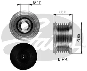 GATES KOŁO PASOWE ALTERNATORA GATES OAP7080 CITROEN C2/C3/C4/C5/PEUGEOT 207/308 1,6HDI/2,0HDI 07 GATES OAP7080 Ekspresowa dostawa