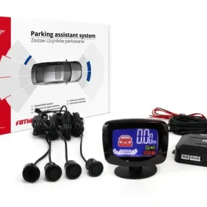 Wyprzedaż AMiO Zestaw czujników parkowania cofania led-graf 4 sensory czarne "gold" 18mm AMI-01578