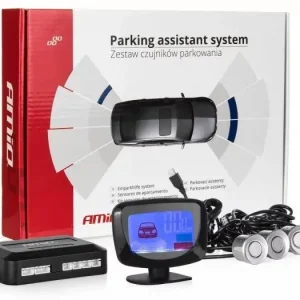 AMIO Czujniki parkowania AMiO z wyświetlaczem LED graficzny i buzzerem 4 sensory 22mm srebrne P14-0168 Szybka dostawa