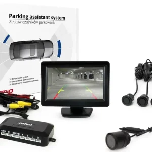 Tani AMiO Zestaw czujników parkowania tft 4,3 z kamerą hd-315-led 4 sensory czarne gold
