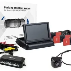 AMiO Zestaw czujników parkowania tft02 4,3" z kamerą hd-310 4 sensory czarne wewnętrzne Nowość