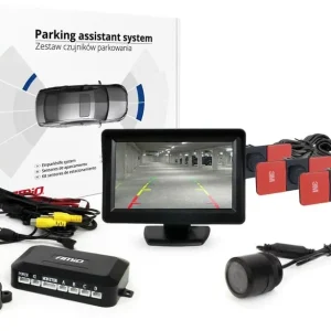 Zestaw czujników parkowania tft01 4,3" z kamerą hd-301-ir 4 sensory czarne wewnętrzne Nowość