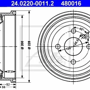 ATE BĘBEN HAM 24.0220-0011.2 OPEL ASTRA F 1.4 92-98, 1.6 95-98 Premium