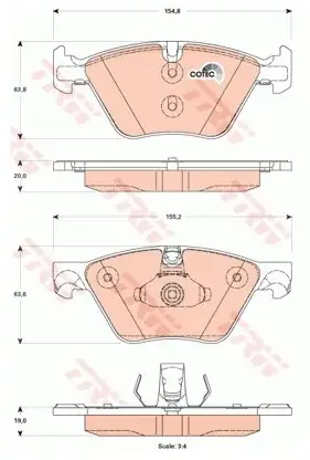 Premium TRW Zestaw klocków hamulcowych, hamulce tarczowe GDB1882