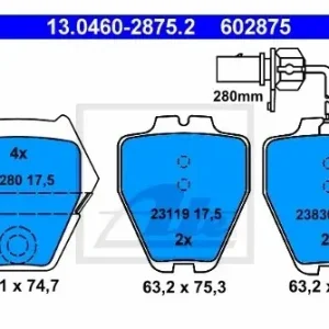 Bezpieczna płatność ATE Klocki hamulcowe - komplet 13.0460-2875.2