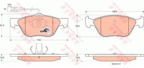 TRW Zestaw klocków hamulcowych, hamulce tarczowe GDB1212 Oryginalny