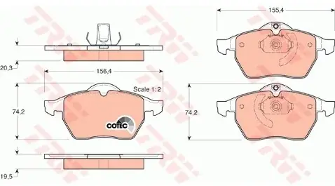 TRW Zestaw klocków hamulcowych, hamulce tarczowe GDB1271 Oryginalny