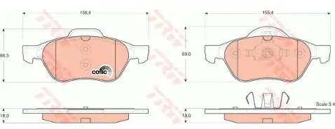 TRW Zestaw klocków hamulcowych, hamulce tarczowe GDB1540 Oryginalny