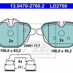 ATE Klocki hamulcowe - komplet 13.0470-2760.2 Szybka dostawa