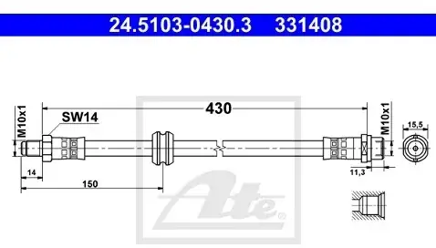 ATE Przewód hamulcowy elastyczny 24.5103-0430.3 Tani