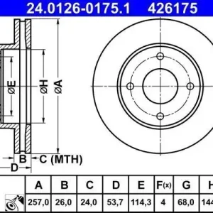 ATE 24.0126-0175.1 TARCZA HAMULCOWA NISSAN NV200 10- PRZÓD 402063LG Oferta