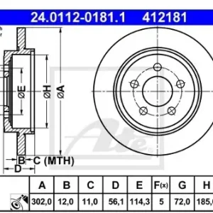 Zwrot pieniędzy ATE Tarcza hamulcowa 24.0112-0181.1