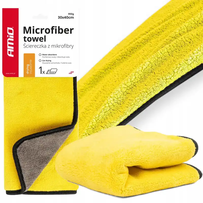 Oryginalny AMiO MIKROFIBRA PUSZYSTY RĘCZNIK DO OSUSZANIA SAMOCHODU AUTA LAKIERU 950GSM