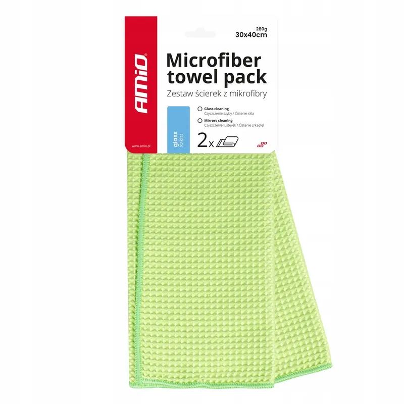 Wyprzedaż Ściereczka mikrofibra waflowa do szyb okien luster 40x30 cm 2 szt. AMIO-037