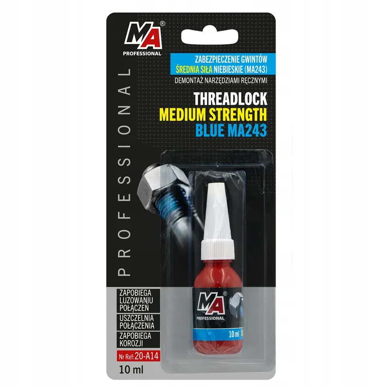Autentyczny ŚRODEK DO ZABEZPIECZANIA GWINTÓW MA PROFESSIONAL NIEBIESKI 10ML ŚREDNI