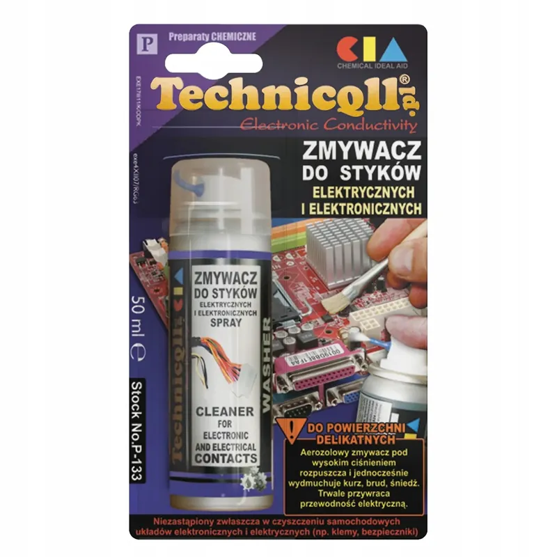 Zmywacz do stykow 50ml Do Mycia stykow płytek drukowanych P-133 TECHNICQLL Niska cena