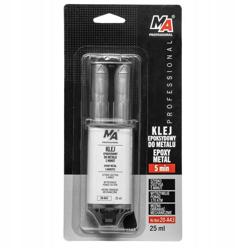KLEJ EPOKSYDOWY DO METALU 5 MIN 25ML ODPORNY NA WYS. TEMP. MA PROFESSIONAL Bezpieczna płatność