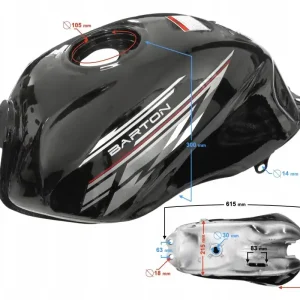 Zbiornik paliwa czarny do motoroweru Sprint 2 / Euro 5 Popularny