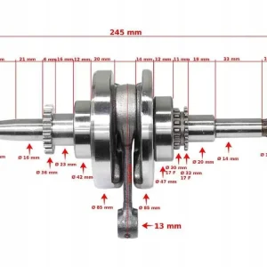 Wał Korbowy Metalowy do Skuterów GY6-50, 22 Zęby, Nowy, Część Zamienna Oryginalny